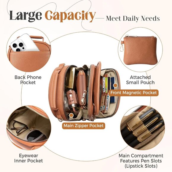 Stylish Brown Crossbody Bag for Women - Anti-Theft Design with Wallet Included - Picture 3 of 8